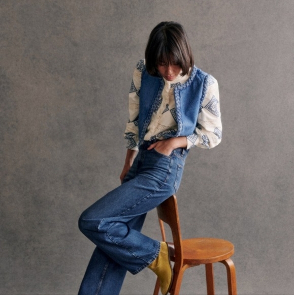 Sezane Abby Vest in Light Blue size 42 NWT - Picture 3 of 10